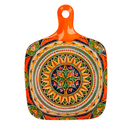 Блюдо с ручкой "Arabesque" (оранжевый) 23х14,5см (min9) (транспортная упаковка)