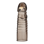 Дымчатая насадка-удлинитель Ribbed Realistic Penis Enhancing Sleeve Extension - 15,2 см. (Цвет: серый)