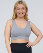 Бюстгальтер-топ в мелкий рубчик (Размер: 2X) (Цвет: серый)