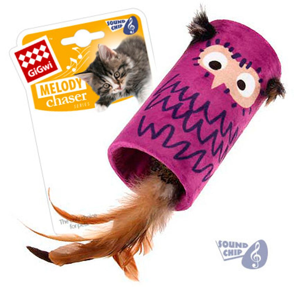 Gigwi MELODY CHASER Игрушка для кошек Сова-цилиндр со звуковым чипом 22см
