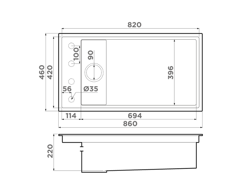 Кухонная мойка Omoikiri KINARU PRO 86-U/I WH 4997026 белая схема