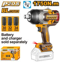 Аккумуляторный гайковерт BL 20В 1750Hm 3/4 без АКБ и ЗУ SUPER INGCO CIWLI201751 INDUSTRIAL