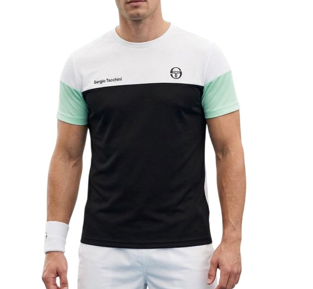 Мужская теннисная футболка Sergio Tacchini Prave - white/beige
