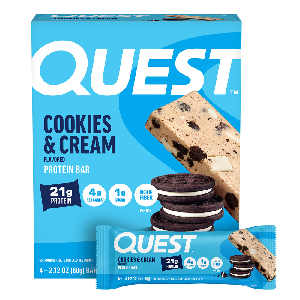Quest Nutrition, Протеиновый батончик, печенье и крем, 4 батончика, 60 г (2,12 унции) каждый