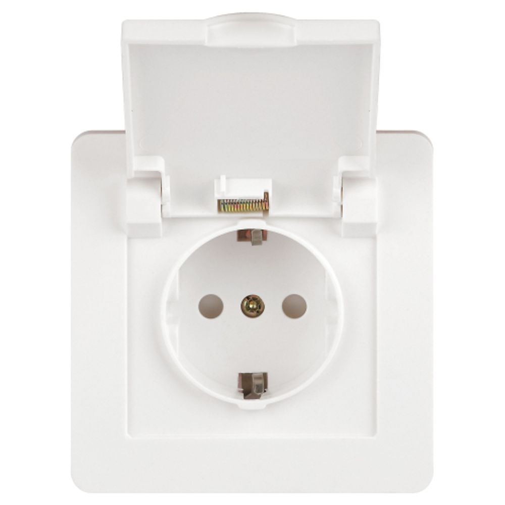 Розетка Intro Style 7-209-01 2P+E Schuko с крышкой штор., 16А-250В, IP44, СУ, белый | Intro