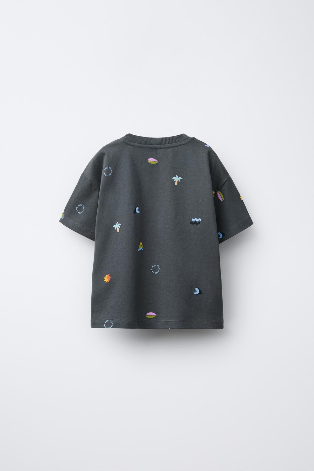 ZARA ФУТБОЛКА С ПРИНТОМ, АНТРАЦИТОВО-СЕРЫЙ