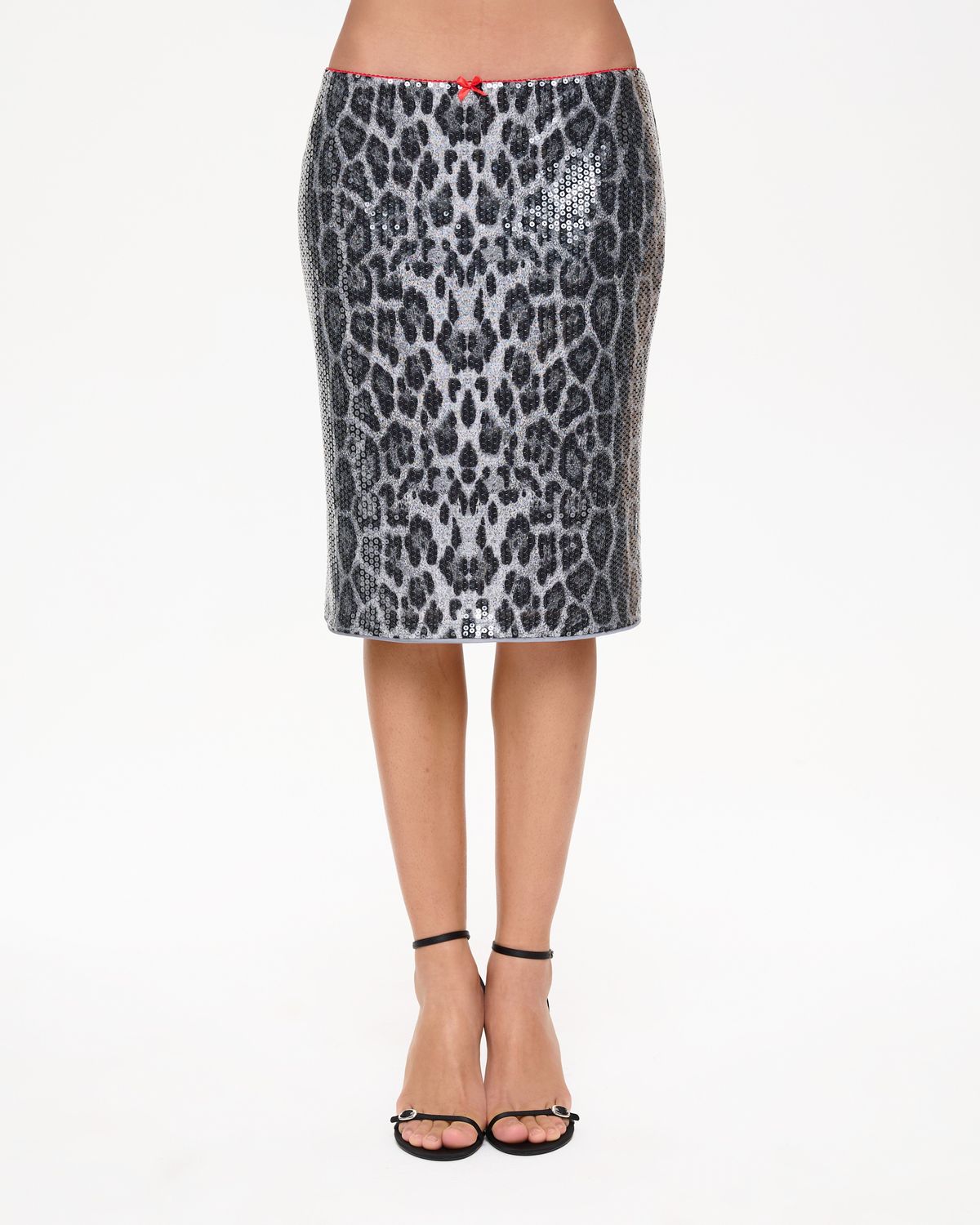 Юбка мини из пайеток с леопардовым принтом