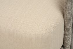 "Альбано" кресло плетеное из роупа, каркас алюминий светло-серый (RAL7035) муар, роуп серый меланж круглый, ткань Mossle светло-бежевая