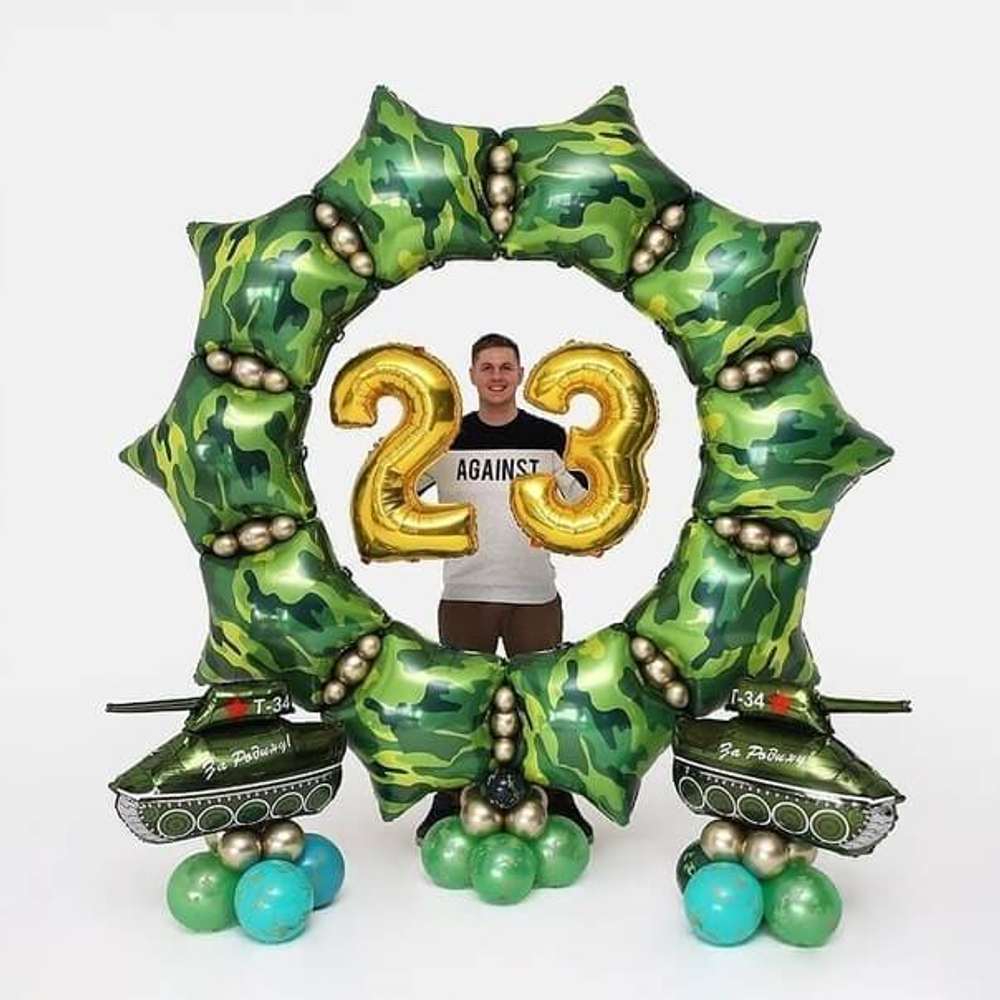 Оформление шарами на 23 февраля