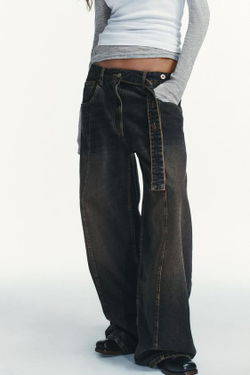 ZARA ДЖИНСЫ TRF ОВЕРСАЙЗ С НИЗКОЙ ПОСАДКОЙ, ЦВЕТ НОЧНОГО НЕБА