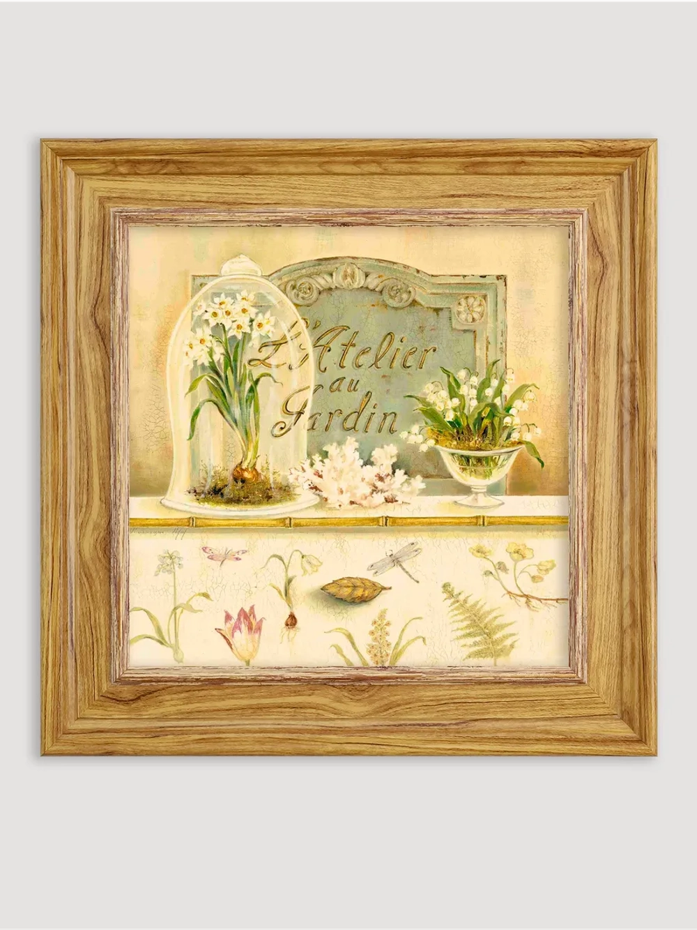 Картина настенная интерьерная в раме "под дерево" 26*26 см