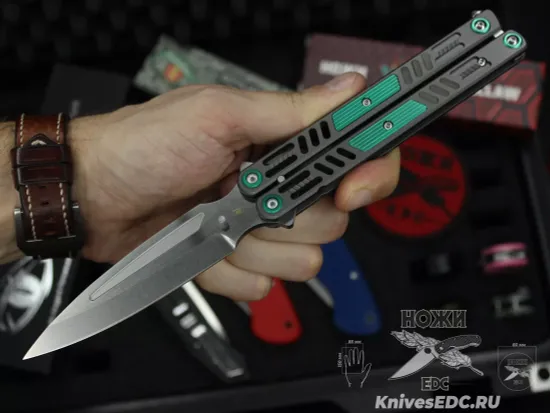 Нож бабочка (балисонг) Reptilian Стикс-03 сталь D2, рукоять сталь + алюминий