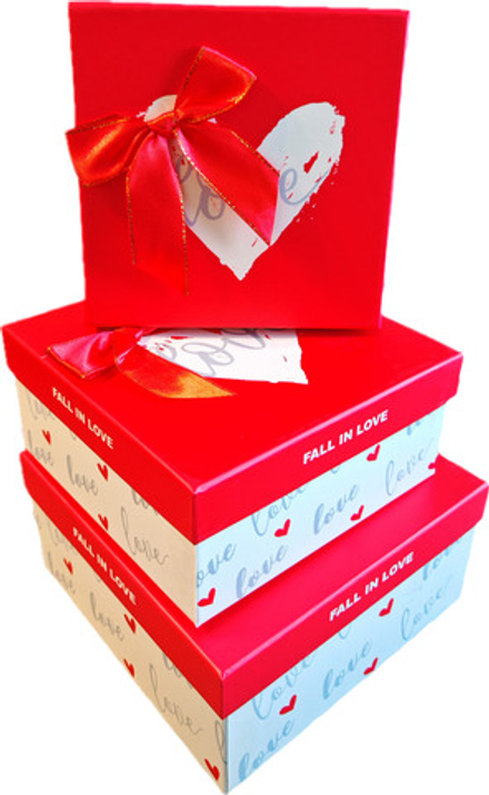 Набор подарочных коробок 3в1 с бантом "Любовь" 15*15*6.5, 17*17*8, 19*19*9.5см