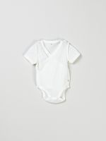 Боди-кимоно с коротким рукавом "Молоко" из ажурного хлопка 0+