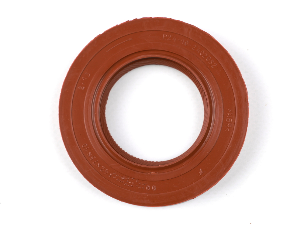 Сальник 42х75х10 а/м ГАЗ-24, Волга, ГАЗель хвостовика редуктора (рифленый) (красный с пружиной /NBR) Резинотехника г. Балаково ( ОЕ 24-10-2402052 риф.(NBR) )