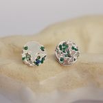 Серьги вплавленные камни зелёные