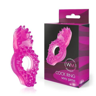 Розовое эрекционное кольцо с бугорками (Цвет: розовый)