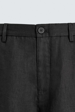 ZARA БЕРМУДЫ ИЗ 100% ЛЬНА КЛАССИЧЕСКОГО КРОЯ, ЧЕРНЫЙ