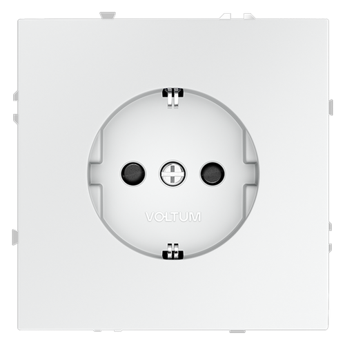Розетка встраиваемая VOLTUM S70 с заземлением и защитными шторками, 16А, (белый матовый)