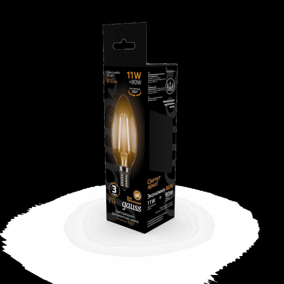 Лампа светодиодная филаментная Gauss E14 11W 2700К прозрачная 103801111