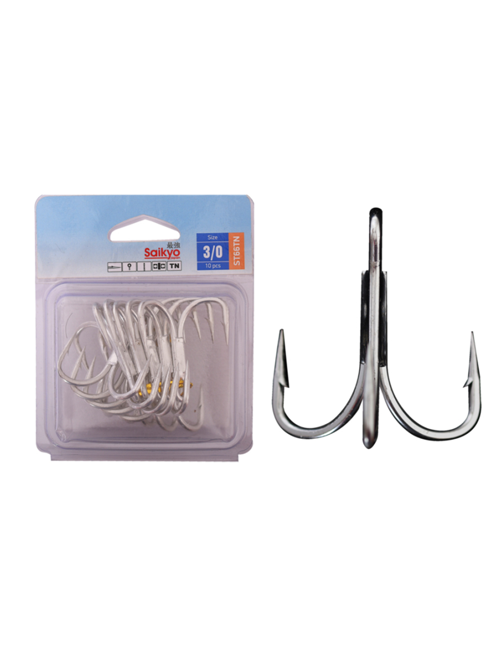 Крючки рыболовные (тройник) Saikyo ST66 № 5/0 (5 шт. в упк.)