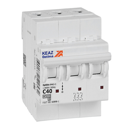Автоматический выключатель OptiDin BM63-3C40-4,5-УХЛ3  КЭАЗ