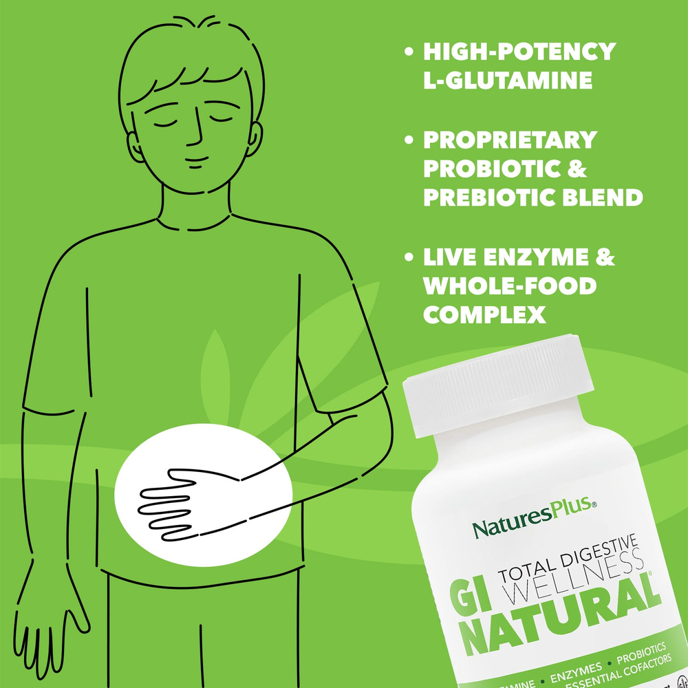 NaturesPlus, Total Digestive Wellness, GI Natural®, 90 двухслойных таблеток