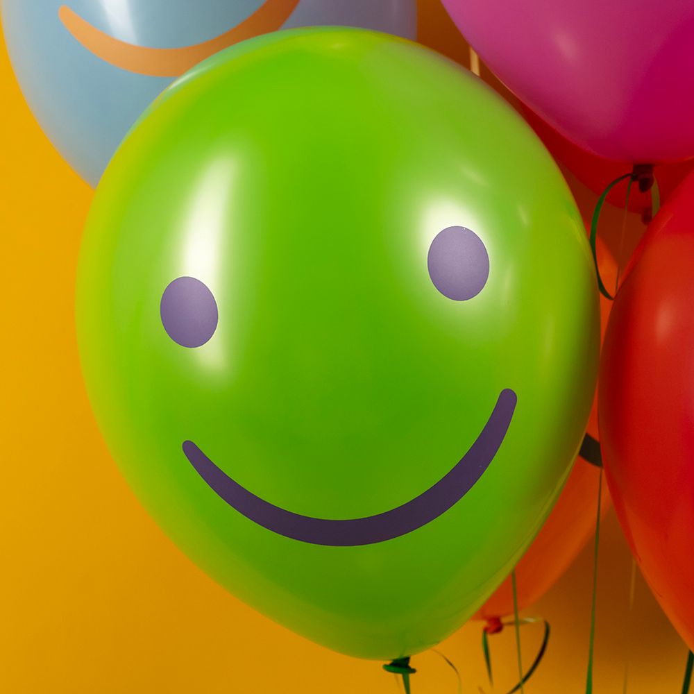 Шар (12''/30 см) Яркие смайлы, Ассорти, пастель, 2 ст, 25 шт.