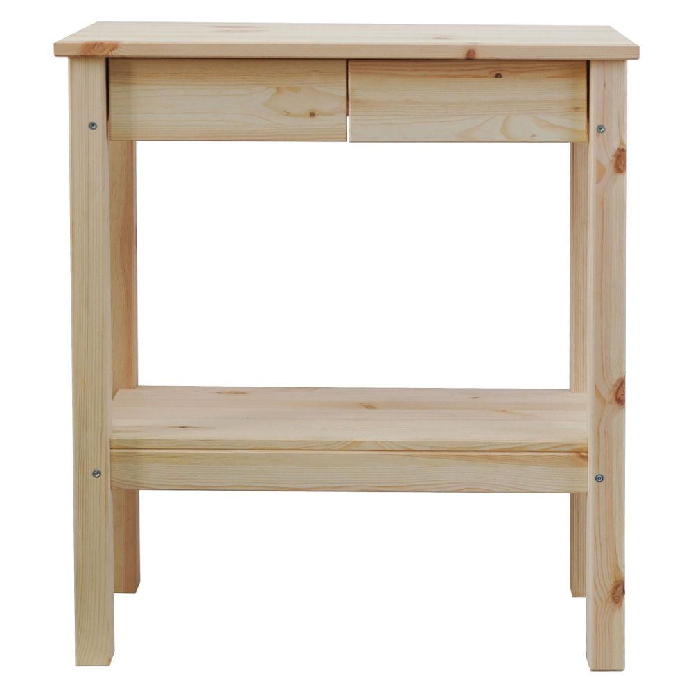 Консоль из массива сосны Ральф с 2 ящиками, 66х33х75 см, в скандинавском стиле, натуральная отделка
