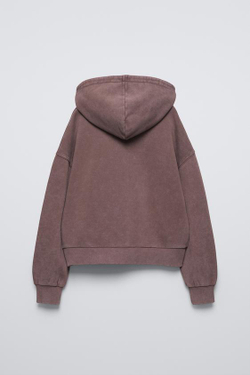 ZARA ХУДИ ИЗ ТКАНИ С ЭФФЕКТОМ ПОТЕРТОСТИ, КОРИЧНЕВЫЙ