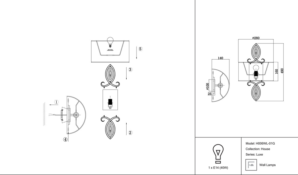 Бра Maytoni H006WL-01G