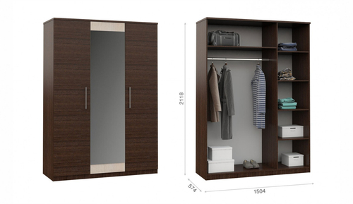 Распашной шкаф Аврора 3дв Венге/дуб молочный