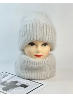 комплект шапка с шарфом- снуд зимний вязаный