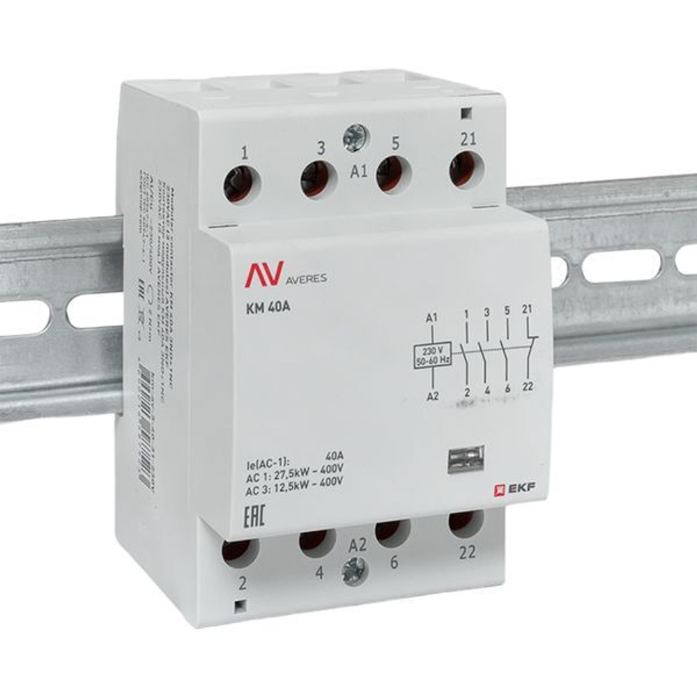 Контактор модульный EKF km-av-3-40-31-230V