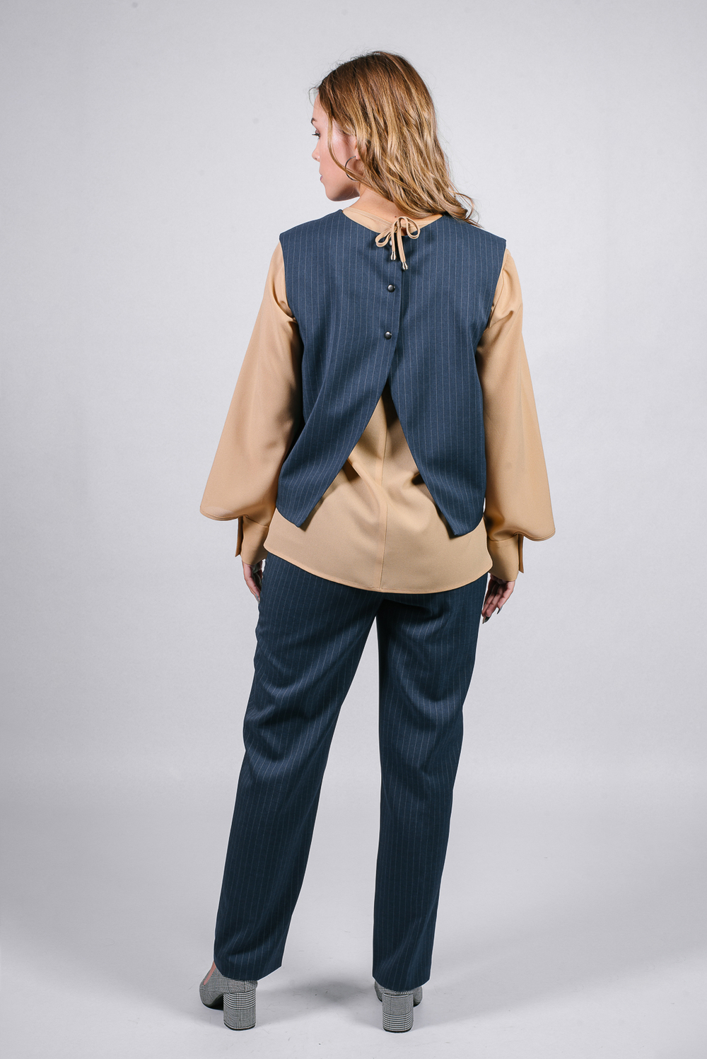 Укороченный жилет 2955ВП, Серо-голубой #87СГ062955ВП