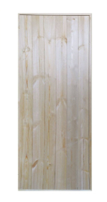 Клиновая дверь 1.7х0.7 м деревянная с коробкой 100 мм для бани