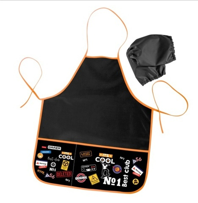 Фартук с рукавами Hatber В моём стиле, 53,5х44,5 см, с двумя карманами, чёрный, полиэстер, 1 шт