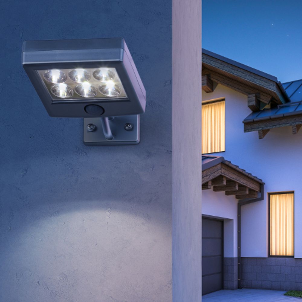 ERAFS024-07 ЭРА Прожектор с датчиком движения c выносной солнечной батареей, 6LED,150lm | Садовые фасадные светильники
