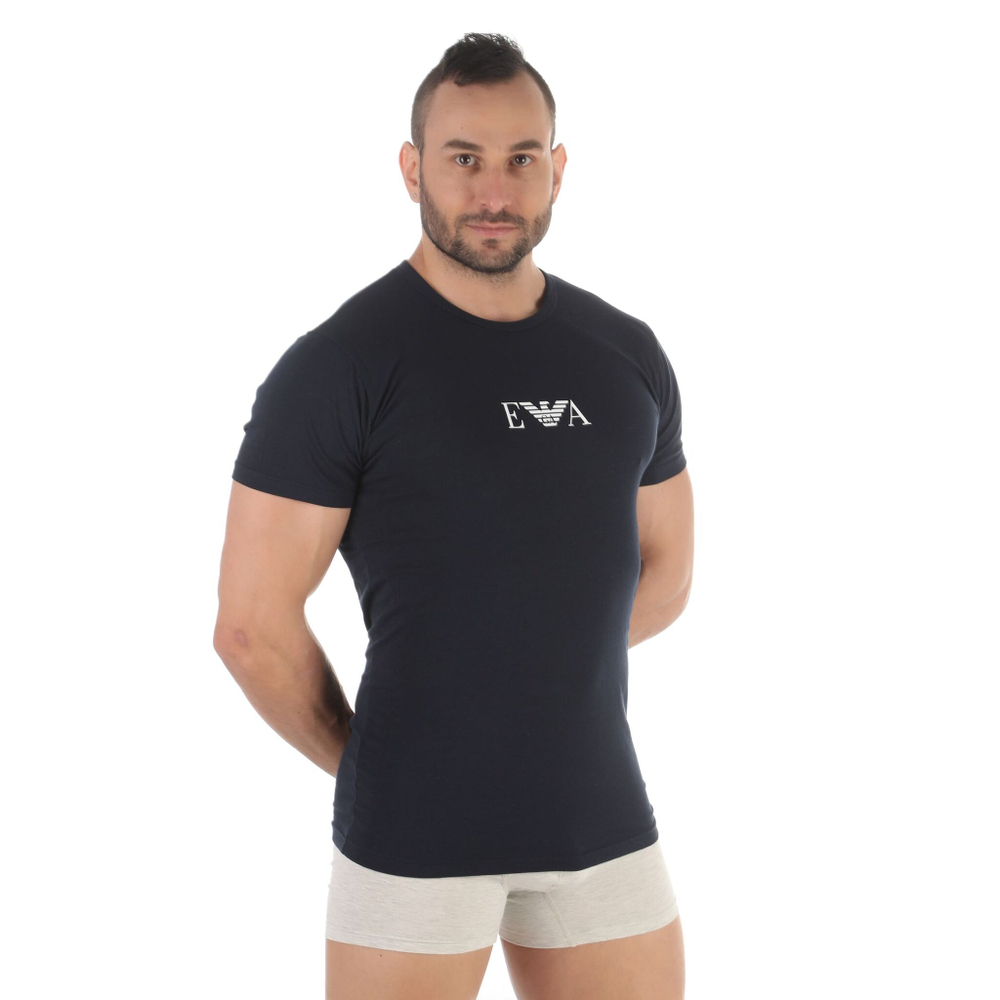 Набор из 2 темно-синих мужских футболок Emporio Armani (Размер: XL) (Цвет: темно-синий)