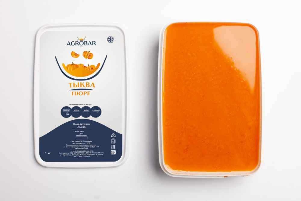 ПЮРЕ АГРОБАР из тыквы с/м 10% сахара Россия, 1 кг