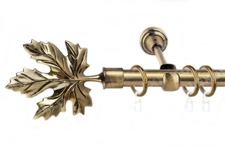 Карниз кованый "Клен" d16 мм однорядный, цвет антик