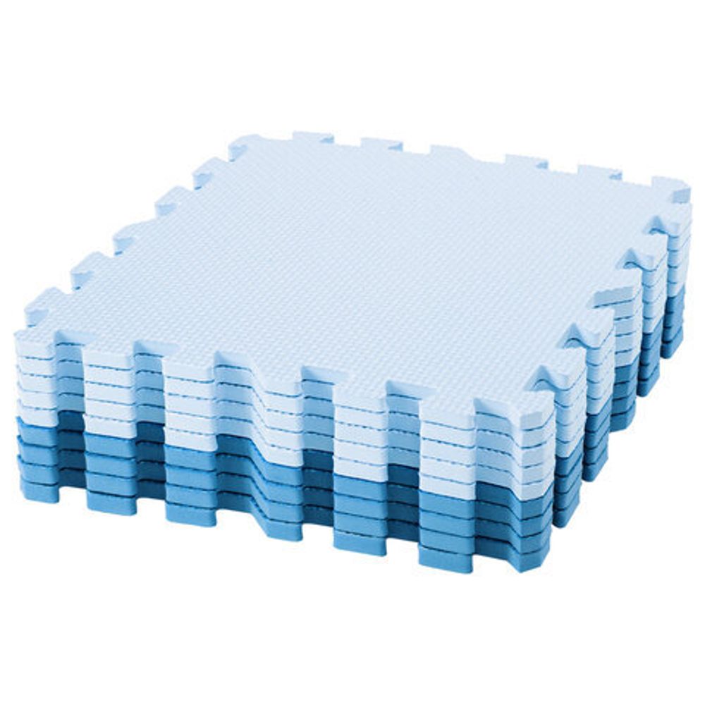 Коврик-пазл напольный 0,9х0,9 м, мягкий, синий, 9 элементов 30х30 см, толщина 1 см, ЮНЛАНДИЯ, 664662