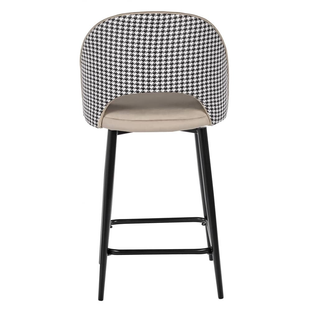 Стул полубарный Leo латте с жаккардом, поворотный механизм