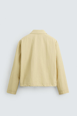 ZARA УКОРОЧЕННАЯ КУРТКА СТРУКТУРНОГО КРОЯ, СВЕТЛО-ЖЕЛТЫЙ