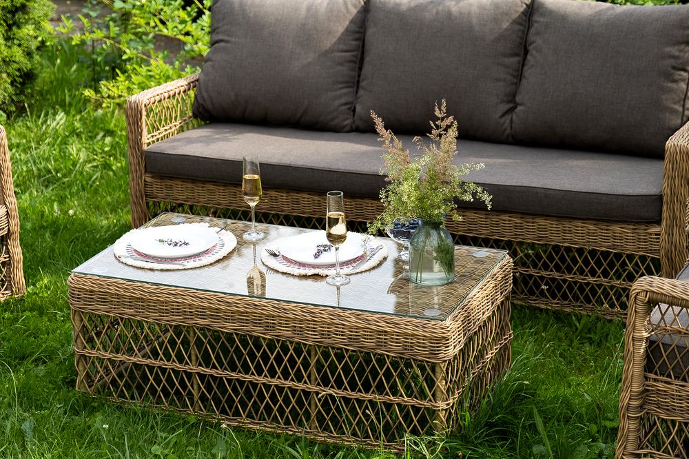 "Гранд Латте" лаунж-зона из искусственного ротанга, цвет соломенный