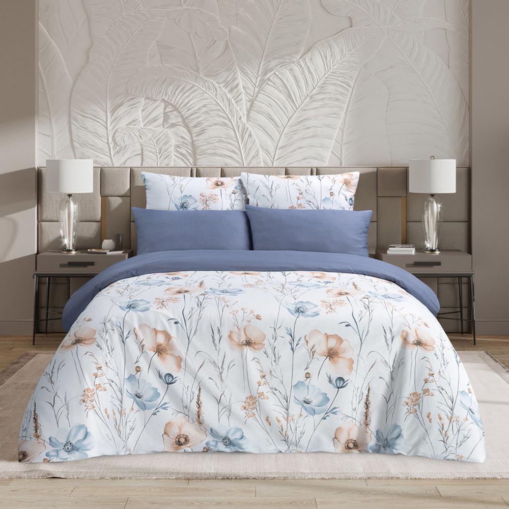 Комплект постельного белья Harmonica Евро с простыней на рез. 160х200 САТИН "Вилора" (2 нав. 70х70 и 2 нав. 50х70)