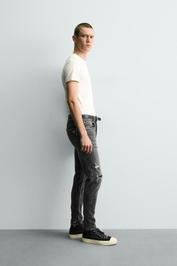 ZARA ДЖИНСЫ SKINNY FIT, СЕРЫЙ
