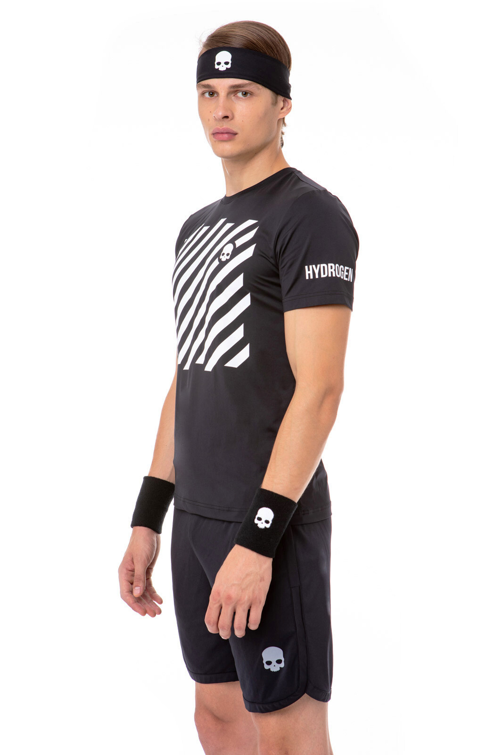 Футболка мужская теннисная Hydrogen Tech Optical Tee - black/white