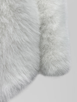 Полушубок Hestovrviio ММ833-6 однотонный пушистый c широким воротником