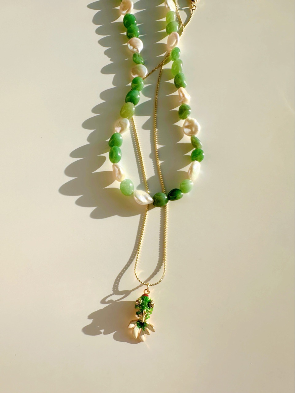 Ожерелье Глубокие реки из жемчуга и авантюрина